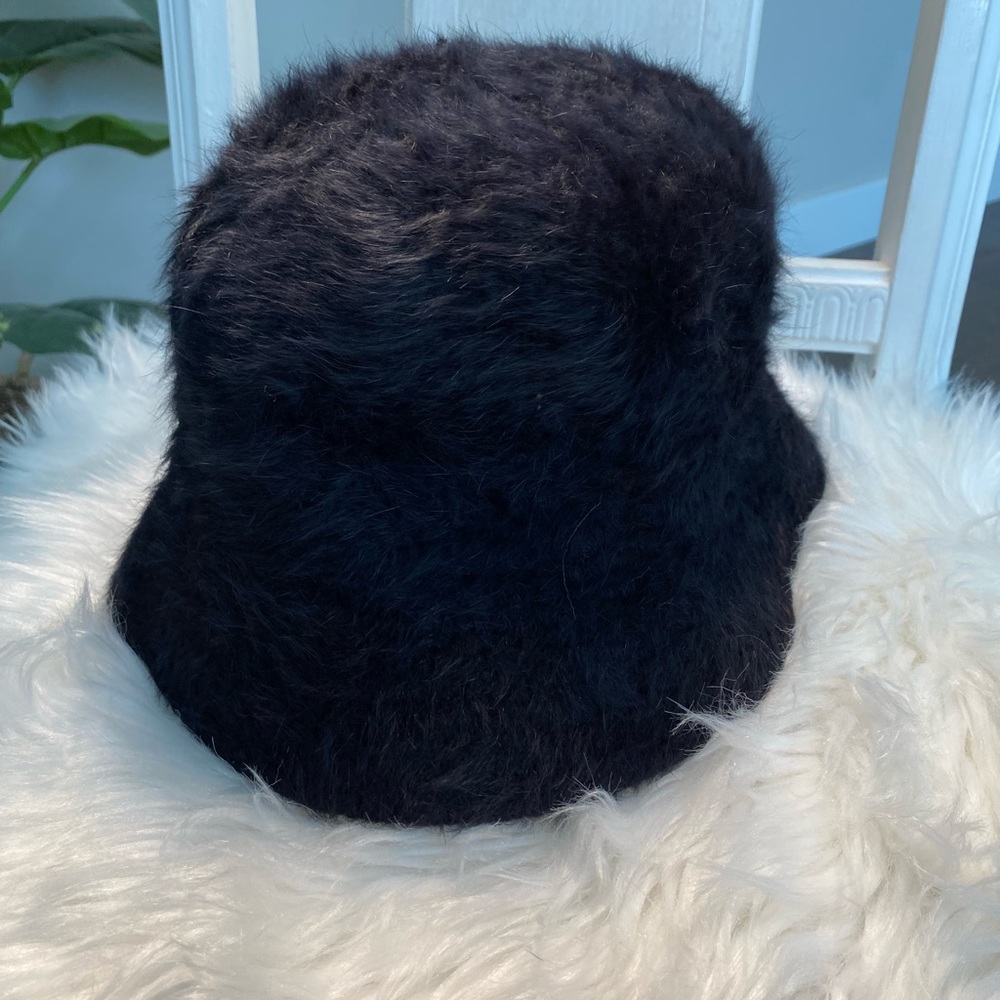 EUC VINTAGE CAPPELLI ANGORA WOOL BLACK BUCKET HAT